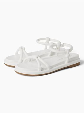 Anne Klein Elisabeth Comfort Tubular Knotted Flat Sandals White 8.5 NEW